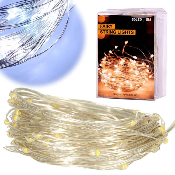 LED koristevalot 5m 50LED kylmä valkoinen