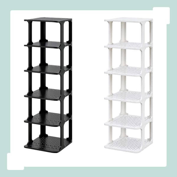 Vit skoförvaring, 6-pack – Smal, platsbesparande design