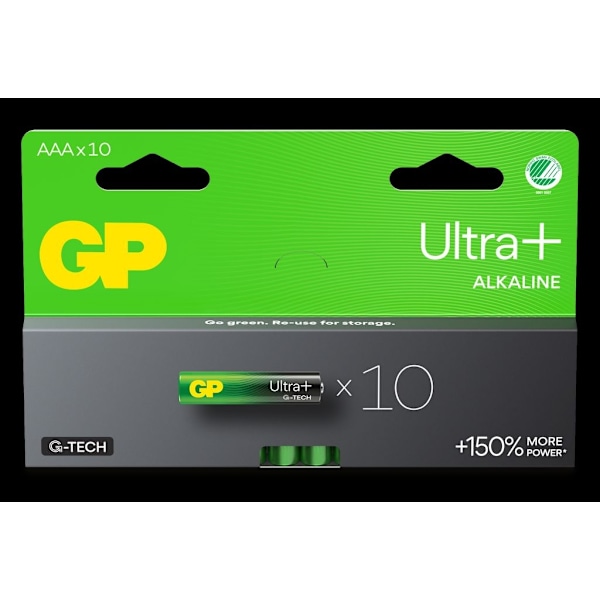 GP Ultra Plus Alkaline AAA-batteri, 24AUP/LR03, 10-pack