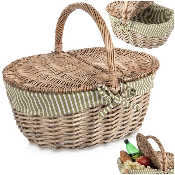 Flätad picknickkorg, stängd, 42x32x35 cm