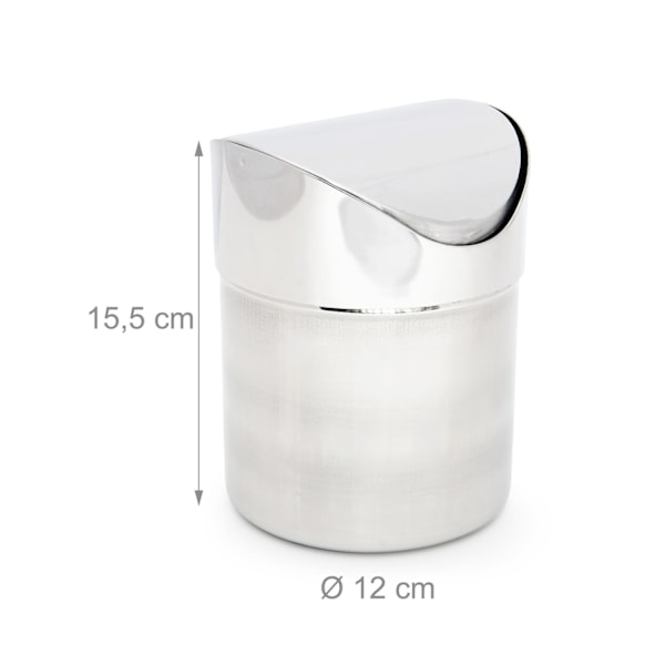 Pieni roskakori ruostumatonta terästä 1,2 l