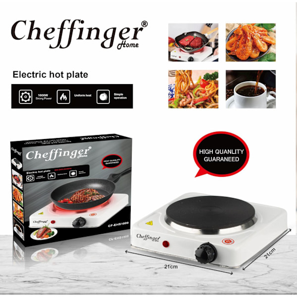 Cheffinger CF-EHS1000: 1000W elektrisk värmeplatta - enkel