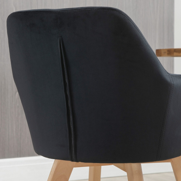 Köksstolar set om 2, bärförmåga 120 kg, ergonomiska, med förlängt armstöd, ryggstöd, polyester, trä, 54x57x80 cm, svart