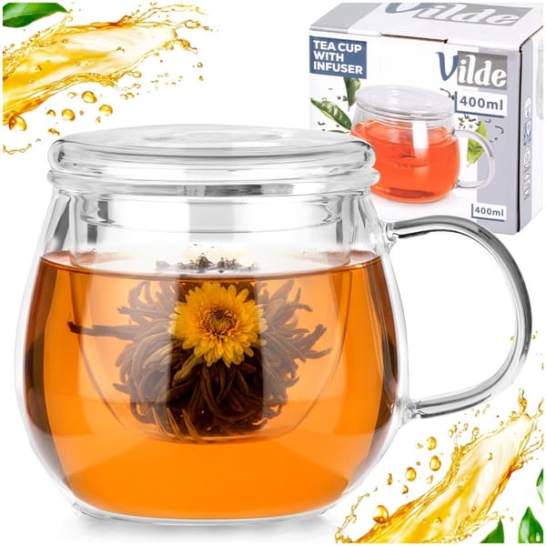 Glaskrus med teinfuser og låg, 400 ml