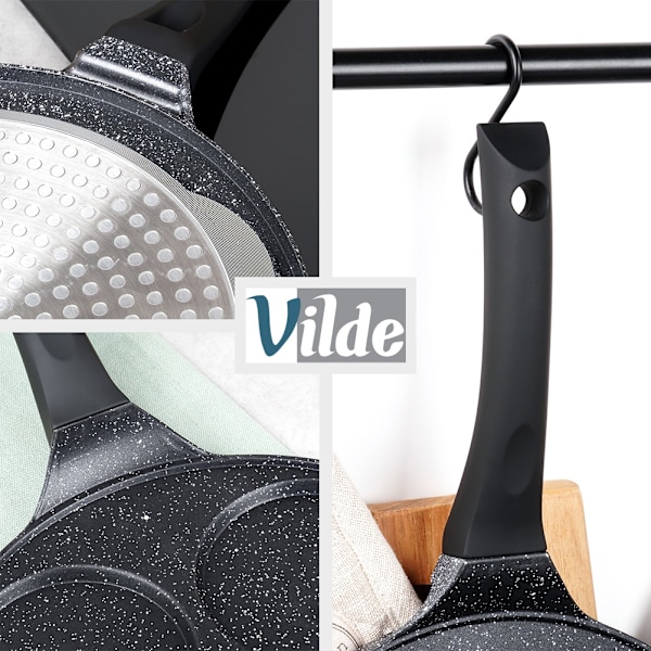 Granitæggepande 4 huller SORT LINJE 26 cm