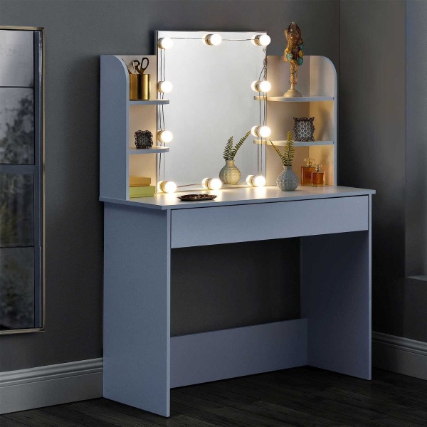 Modernt sminkbord stora spegelhyllor ModernHome