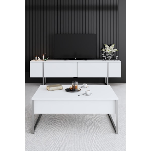 Soffbord Luxe - Vit, Silver