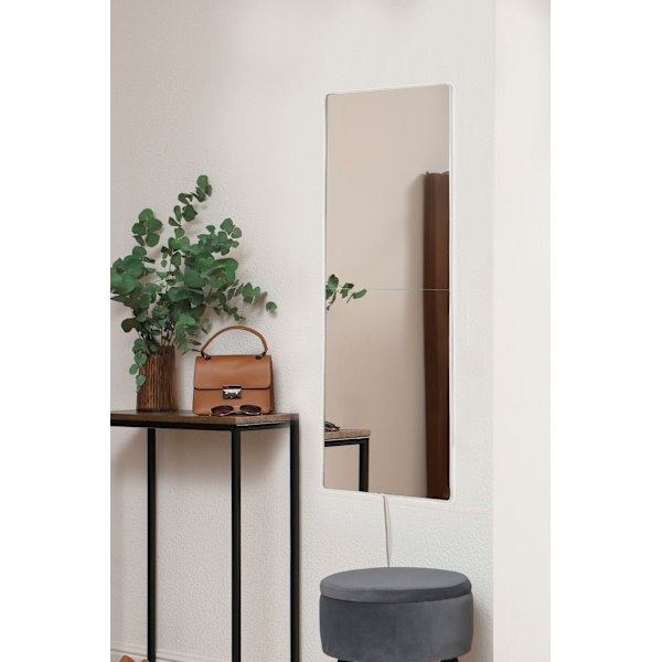 Spegel med Led Belysning Rektangulär - 20 x 80 cm - Vit