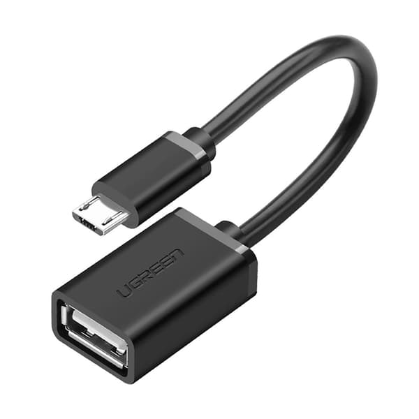 Ugreen Micro USB (uros) - USB-A (naaras) OTG litteä kaapeli, 0.15m - musta