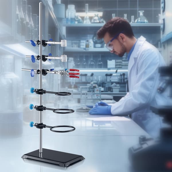 Laboratorieretortställset – 60 cm stång, klämsats, gjutjärnsbas