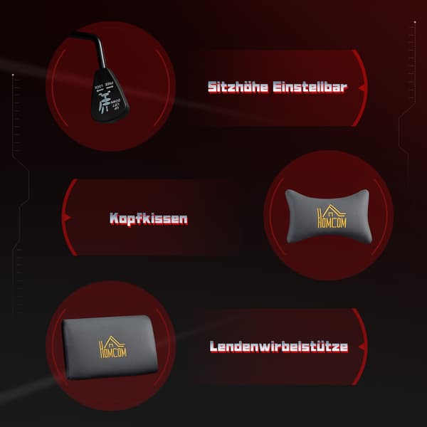 Ergonomisk gamingstol, 3D-armlæn, justerbar, grå