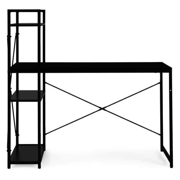 Computerbord med hylder, 120x60 cm, sort MDF