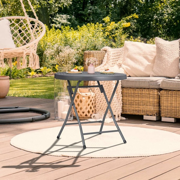 Sammenklappeligt havebord i rattan look