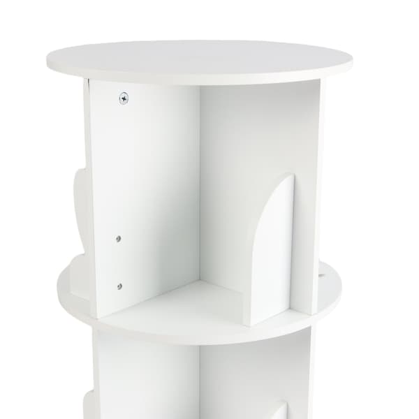 Roterande barnbokhylla, vit, kaninörondesign