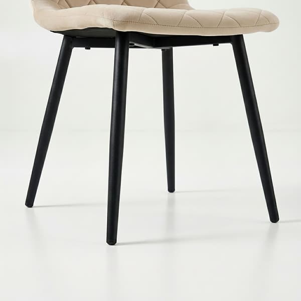 Matstolar i sammet, beige, 2-pack, klädda, modern design