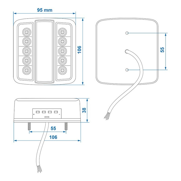 Takavalo 4 toimintoa 98x105mm 14LED PM