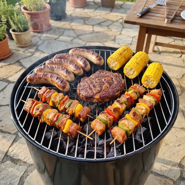 Lav-røg bålskål & grill, stål, sort, 46x52 cm