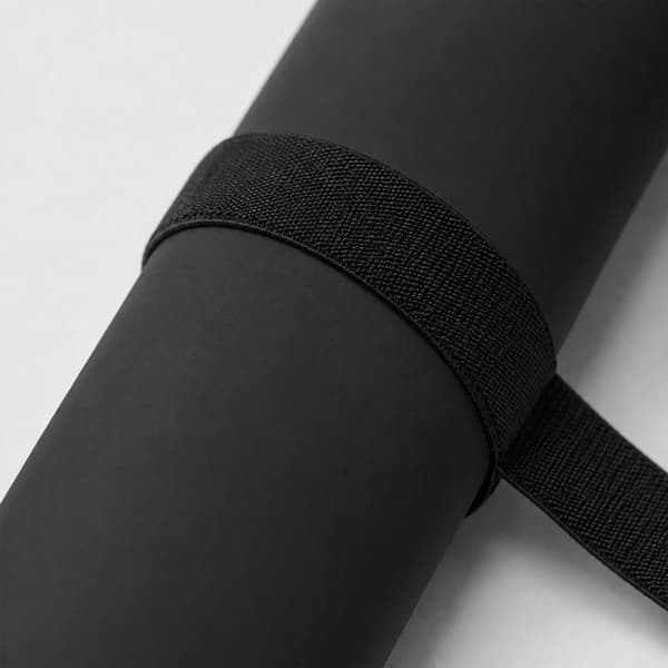 Yoga- og pilatesmåtte 5 mm med bærerem, 68 x 183 cm, sort