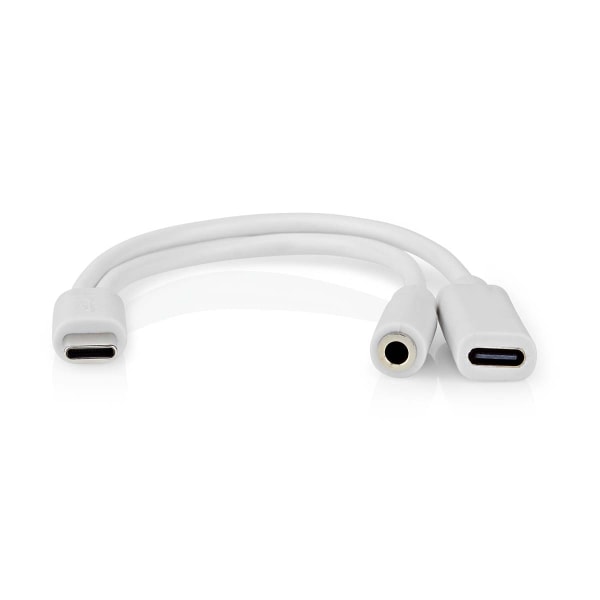 USB-C™ Sovitin | USB 2.0 | USB-C™ Uros | USB-C™ Naaras / 3.5 mm naaras | 0.10 m | Pyöreä | Niklattu | PVC | Valkoinen | Laatikko