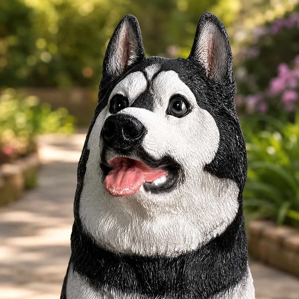 Husky havehundstatue, polyresin, 86 cm