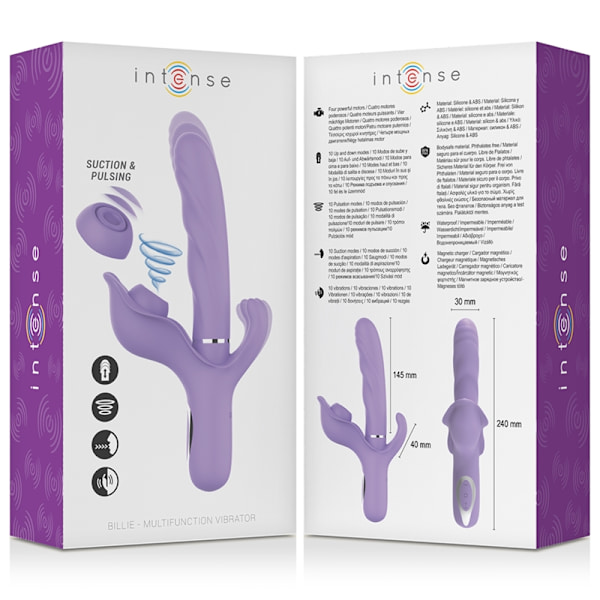 Intense - Billie Multifunktion Genopladelig Vibrator Suction & Pulsing Purple