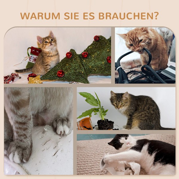 Kattklätterväggsset, 3-delad kattmöbel med skrapbräda, hoppplattor, skrapstolpe, lekboll, för katter upp till 5 kg, sisal, beige