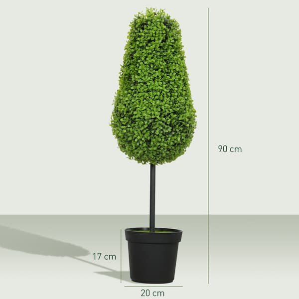 Kunstigt buksbomsæt, 90 cm dråbeform, UV-resistent