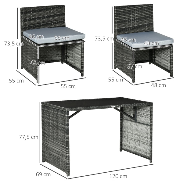 Polyrattan Havemøbler Til 4 Personer, Rattan Spisegruppe, Siddegruppe Med Sofasæt, Stål, Grå