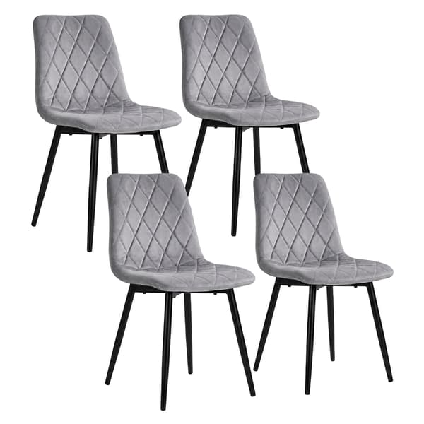 Grå sammetsmatstolar, set om 4 – Modern klädd