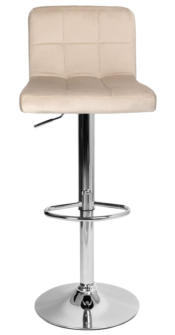 Fløjlsdrejebarstol, beige, justerbar højde