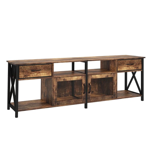 Industrielt sort TV-bord med opbevaring, 180 cm