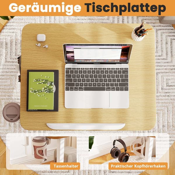 Justerbart, rullende laptopbord med vippeplade, 76-111 cm