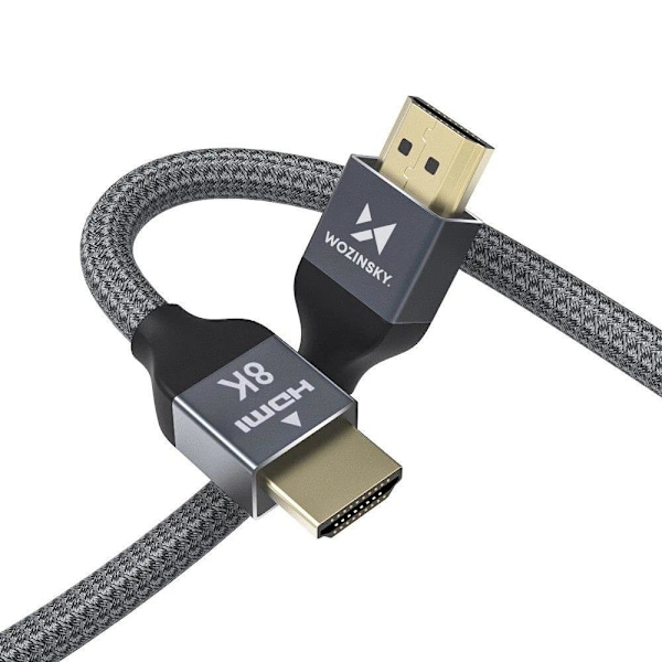 Stærkt holdbart HDMI 2.1 8K/4K/2K flettet kabel 2m - sølv