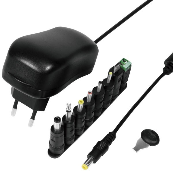 Netadapter 230V-> 3-12V 1A 12W Sort