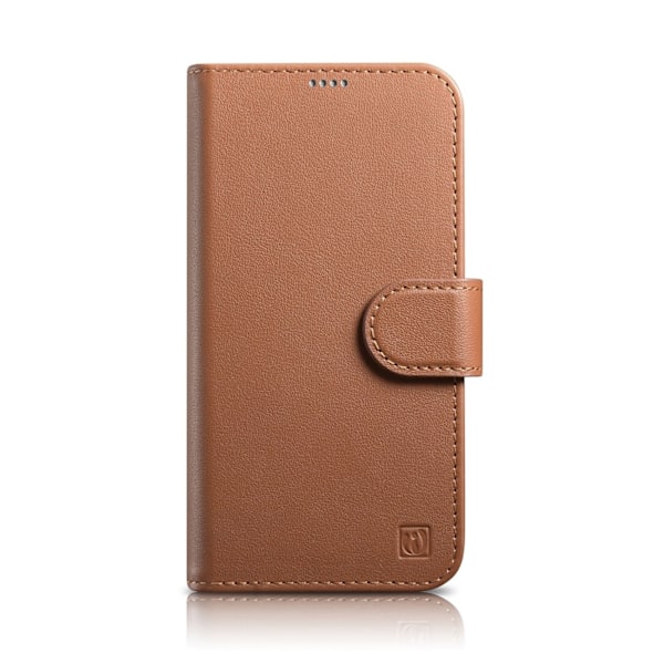 2-i-1 lædercover med klap iPhone 14 Pro Max Anti-RFID Pung Etui brun
