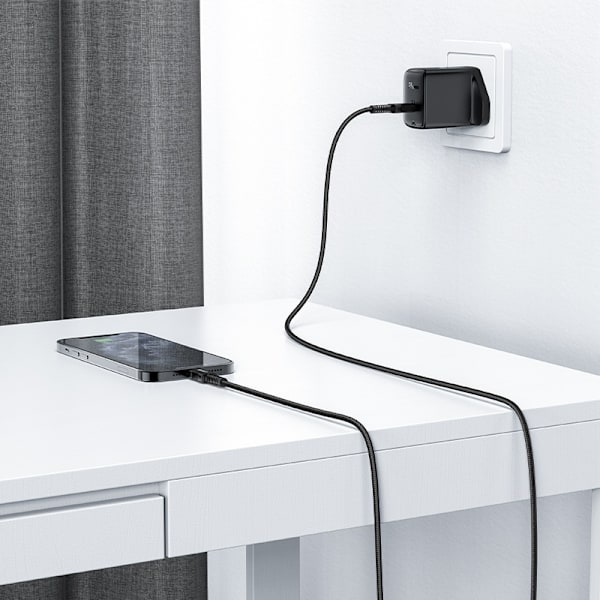 MFI kabel til iPhone USB-C - Lightning 30W 3A 1,8m sort