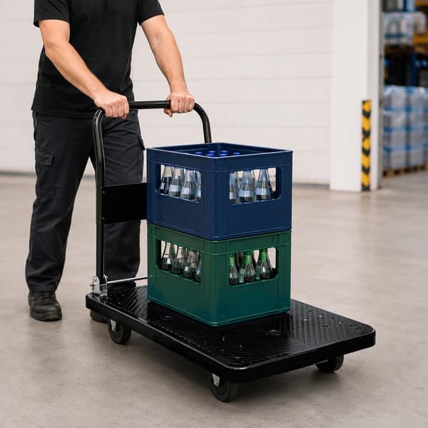 Sammenklappelig platformsvogn, 300 kg kapacitet – sort