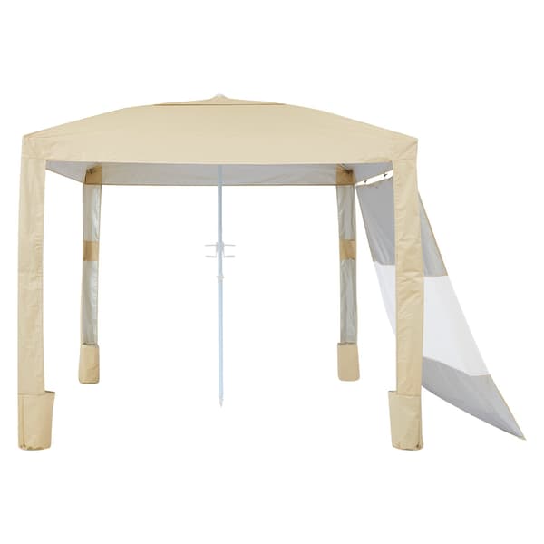 Strandtält 2,4x2,4 m, UPF 50+, sidovägg, sandfickor