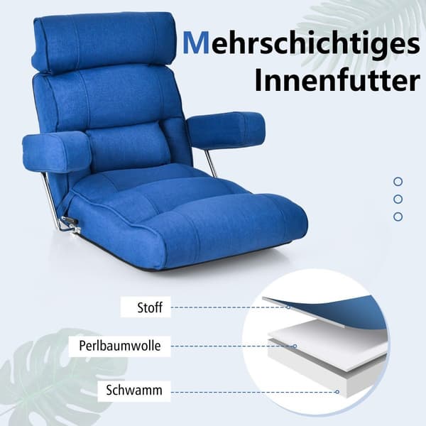 Gulvstol foldbar bond sofa med justerbart ryglæn 80 x 72 x 75 cm blå