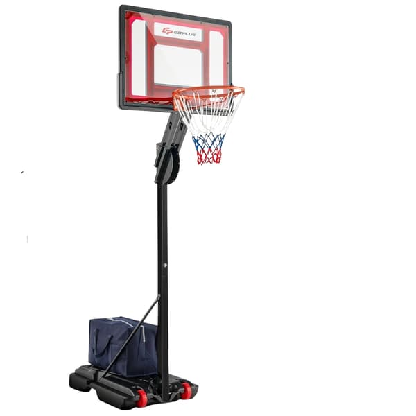 Justerbar basketbåge med stativ & hjul, 105-260 cm