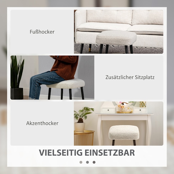 Fotpall Pall Fyrkantig dressing Pall Fotstöd med Cashmere Look Stålben för Vardagsrum Sovrum Ljusgrå