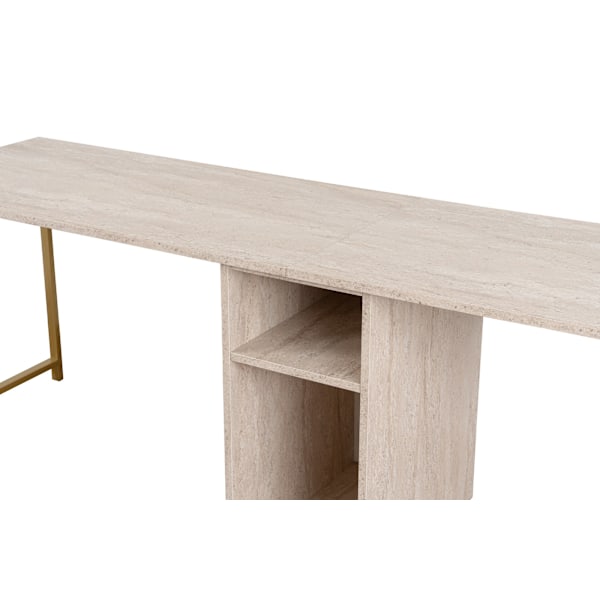 Study Desk Twin Study Desk - Travertin, Guld