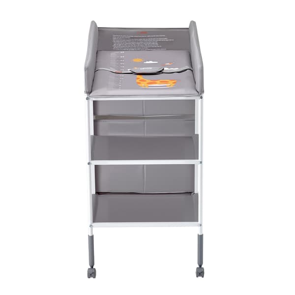 Puslebord, justerbar højde, 3 skuffer, grå
