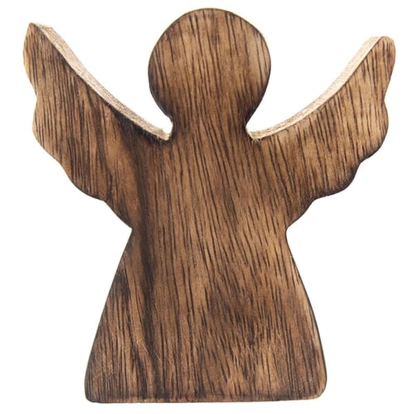 Juleengelfigur i træ, mangotræ, 10 cm