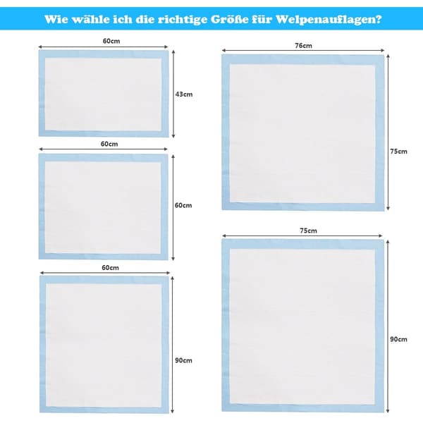 Träningsdynor för husdjur, 75x75 cm, 150-pack, läcksäker, 5-lager