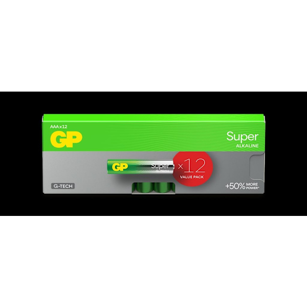 GP Super Alkaline AAA batteri, 24A/LR03, 12-pak