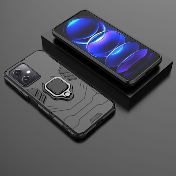 Armored Case Cover för Xiaomi Redmi Note 12 5G / Poco X5 5G Ring Armor Magnetic Holder Black