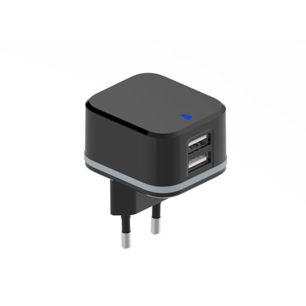 Kompakt oplader med dobbelt usb-udgang 5 V - 4,8 A Maks. - 24 W Maks. - Sort
