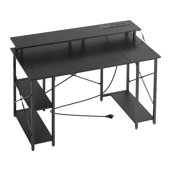 Computerbord 120 cm – LED-lys, stikkontakter, skærmstativ