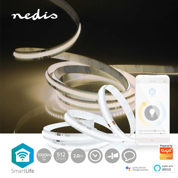 SmartLife LED-Remsa | Wi-Fi | Varm till cool vit | COB | 2.00 m | IP20 | 2700 - 6500 K | 1000 lm | Android™ / IOS